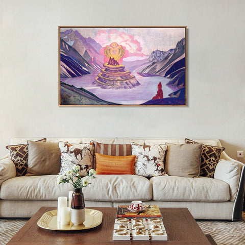 INVIN ART Framed Canvas Giclee Print Nagarjuna Conqueror of the Serpent, 1925 by Nicholas Roerich Wall Art Living Room Home Office Decorations