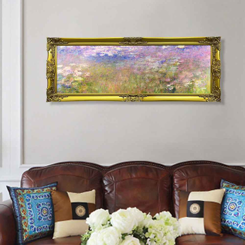 INVIN ART Framed Canvas Artwork,Water lily#34 by Claude Monet, Giclee Print Painting Wall Art Decor for Restaurant,Hotel,Bar,
