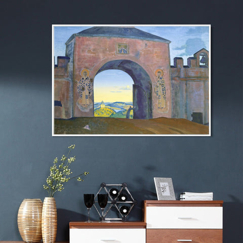 INVIN ART Framed Canvas Giclee Print We are Opening the Gates-1922 by Nicholas Roerich Wall Art Living Room Home Office Decorations