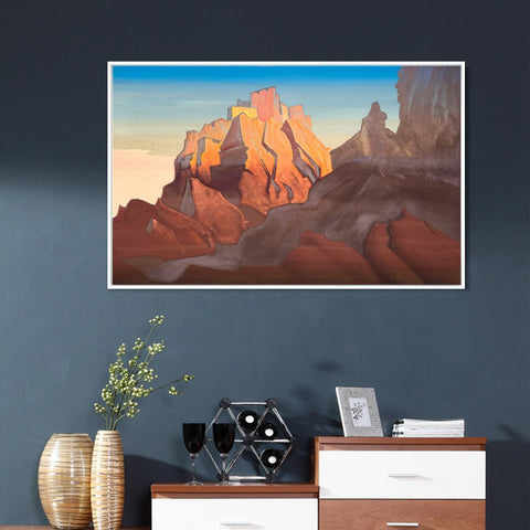 INVIN ART Framed Canvas Giclee Print Basgo-1932 by Nicholas Roerich Wall Art Living Room Home Office Decorations