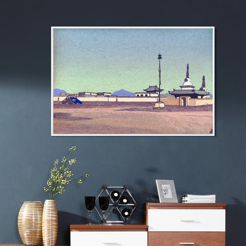 INVIN ART Framed Canvas Giclee Print Batuhalka the Capital of Inner Mongolia-1927 by Nicholas Roerich Wall Art Living Room Home Office Decorations