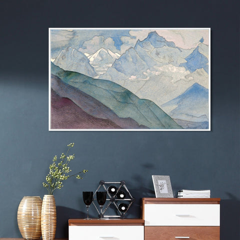 INVIN ART Framed Canvas Giclee Print Bell Mountain-1932 by Nicholas Roerich Wall Art Living Room Home Office Decorations