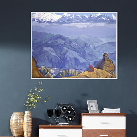 INVIN ART Framed Canvas Giclee Print Book of Wisdom-1924 by Nicholas Roerich Wall Art Living Room Home Office Decorations