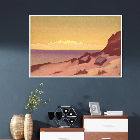 INVIN ART Framed Canvas Giclee Print Border of Tibet Tsaidam-1936 by Nicholas Roerich Wall Art Living Room Home Office Decorations