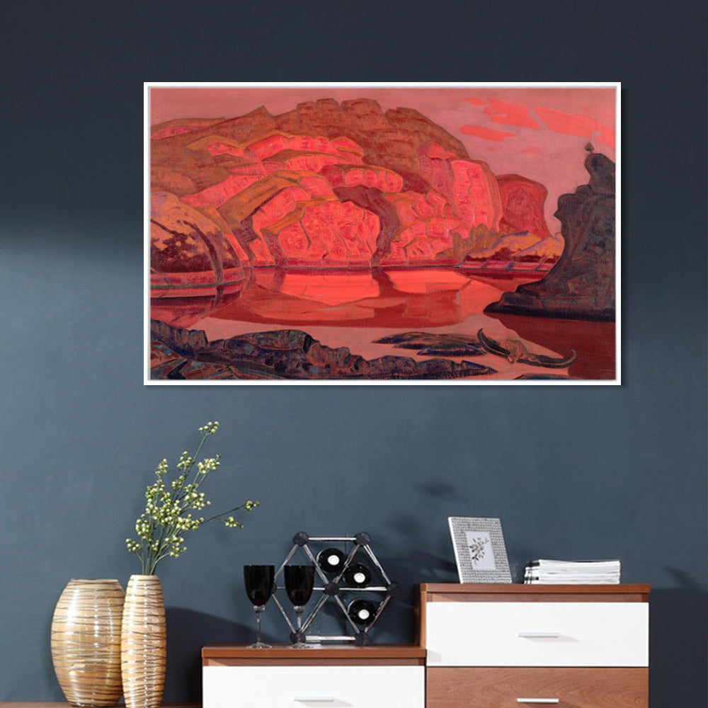 INVIN ART Framed Canvas Giclee Print Buried Treasures 1917 by Nicholas Roerich Wall Art Living Room Home Office Decorations