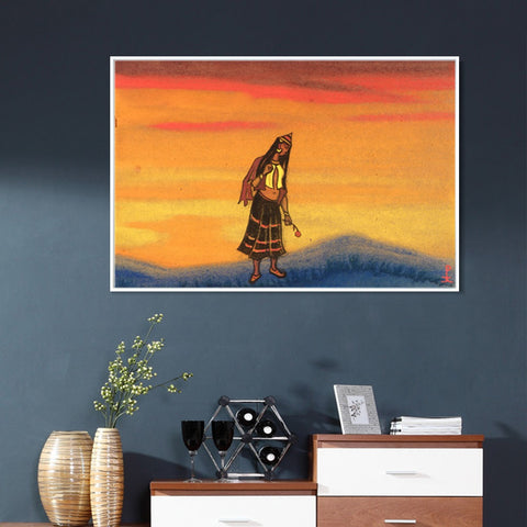 INVIN ART Framed Canvas Giclee Print Captive with Rose 1943 by Nicholas Roerich Wall Art Living Room Home Office Decorations