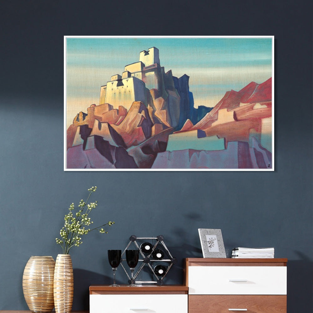 INVIN ART Framed Canvas Giclee Print Castle of Ladakh 1933 by Nicholas Roerich Wall Art Living Room Home Office Decorations