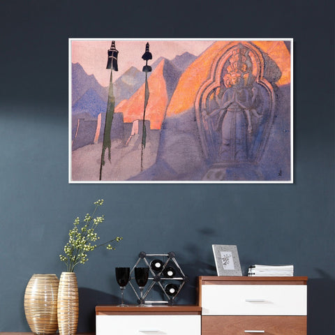 INVIN ART Framed Canvas Giclee Print Chenrezig 1932 by Nicholas Roerich Wall Art Living Room Home Office Decorations