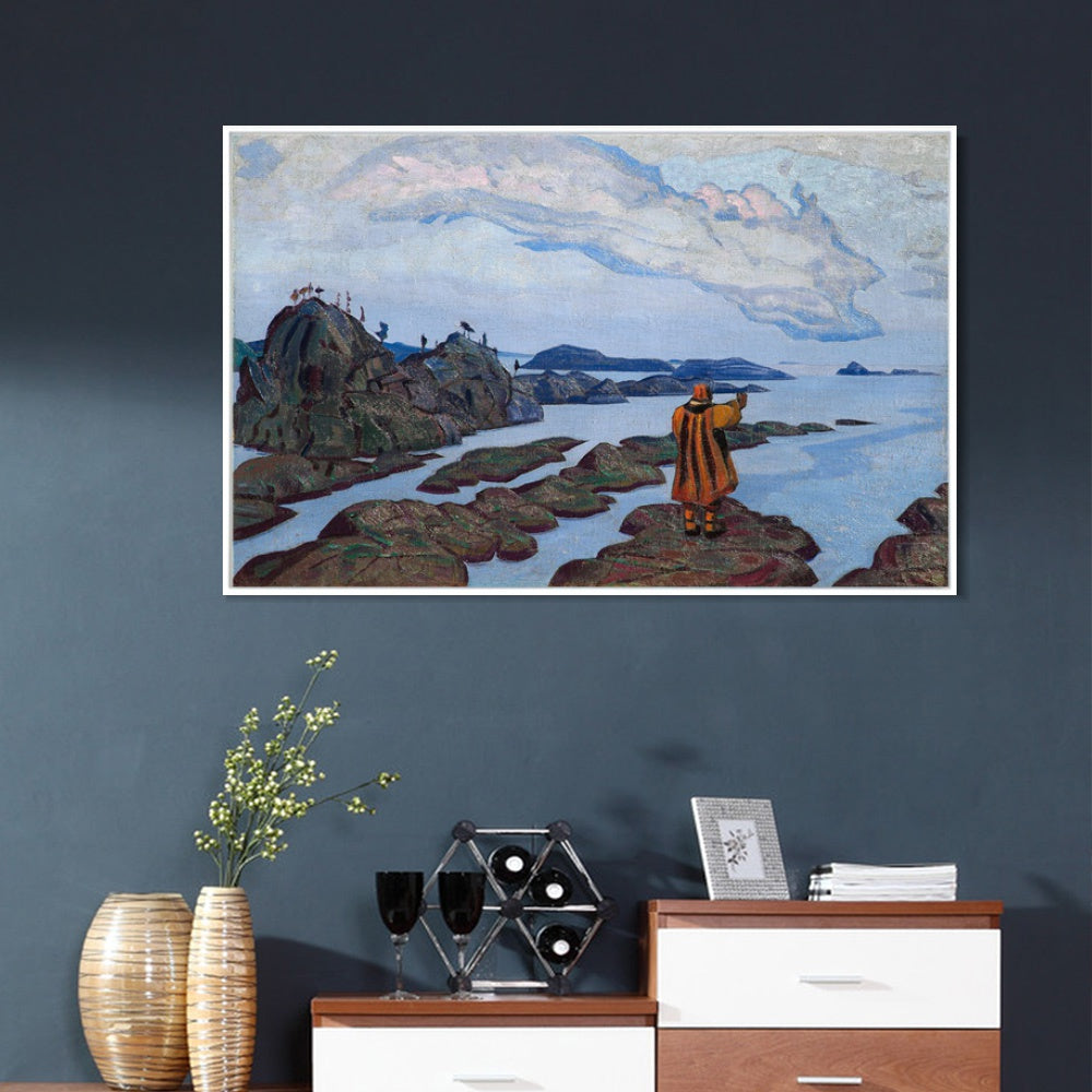 INVIN ART Framed Canvas Giclee Print Command 1917 by Nicholas Roerich Wall Art Living Room Home Office Decorations