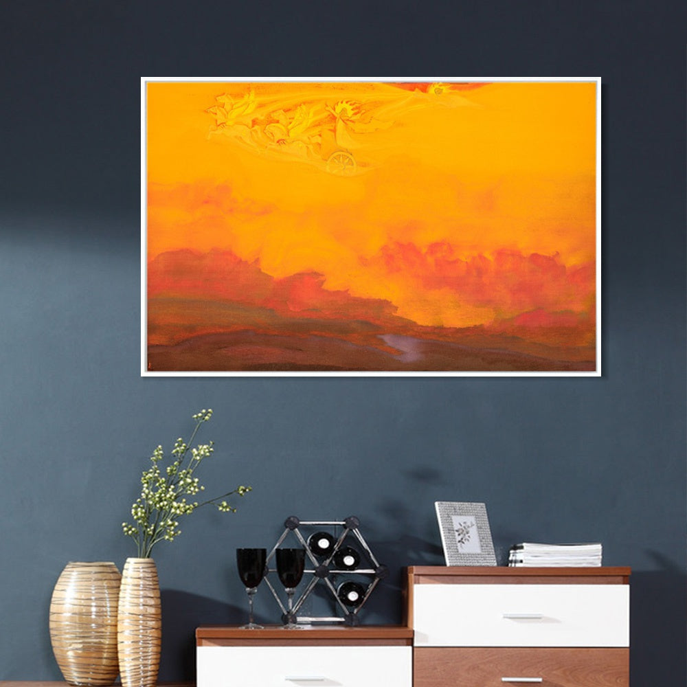 INVIN ART Framed Canvas Giclee Print Elijah the Prophet 1931 by Nicholas Roerich Wall Art Living Room Home Office Decorations
