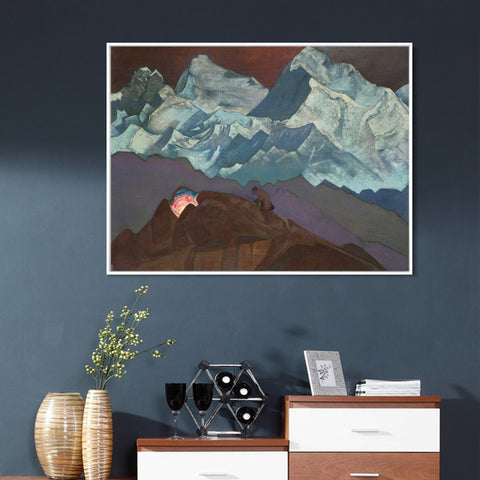 INVIN ART Framed Canvas Giclee Print Fire Blossom, 1924 by Nicholas Roerich Wall Art Living Room Home Office Decorations