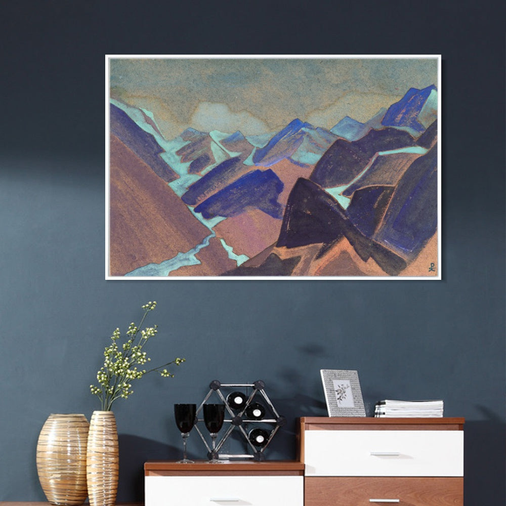 INVIN ART Framed Canvas Giclee Print Glaciers of Lahaul, 1936 by Nicholas Roerich Wall Art Living Room Home Office Decorations