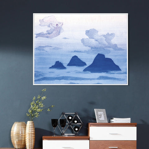 INVIN ART Framed Canvas Giclee Print Higher than Mountains, 1924-1 by Nicholas Roerich Wall Art Living Room Home Office Decorations