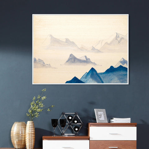 INVIN ART Framed Canvas Giclee Print Himalayas Study-5 by Nicholas Roerich Wall Art Living Room Home Office Decorations