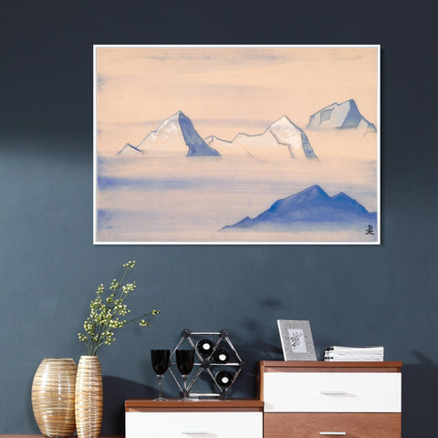 INVIN ART Framed Canvas Giclee Print Himalayas Study Holy Himalayas, 1933 by Nicholas Roerich Wall Art Living Room Home Office Decorations