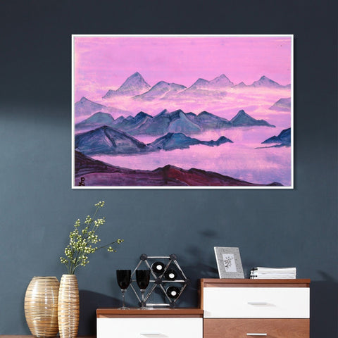 INVIN ART Framed Canvas Giclee Print Himalayas Study Holy Himalayas,1934 by Nicholas Roerich Wall Art Living Room Home Office Decorations