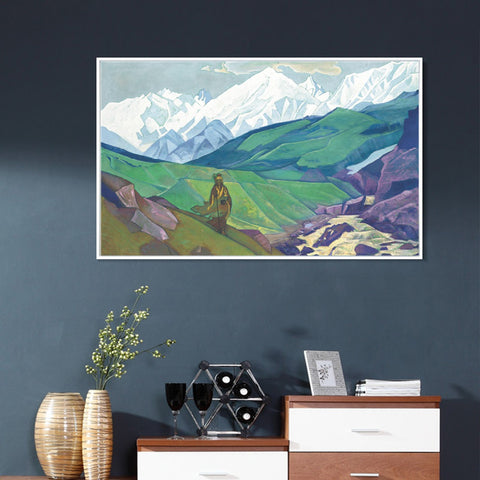 INVIN ART Framed Canvas Giclee Print Ienno Guio Dia Friend of Travelers, 1924 by Nicholas Roerich Wall Art Living Room Home Office Decorations