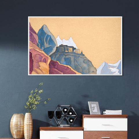 INVIN ART Framed Canvas Giclee Print kardang-1933 by Nicholas Roerich Wall Art Living Room Home Office Decorations