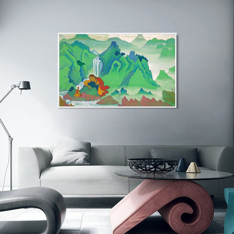 INVIN ART Framed Canvas Giclee Print Padmasambhava, 1924 by Nicholas Roerich Wall Art Living Room Home Office Decorations