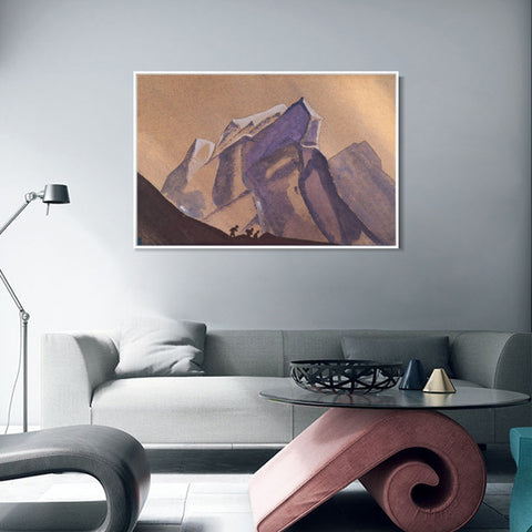 INVIN ART Framed Canvas Giclee Print Pass Tempest Secret Path, 1936 by Nicholas Roerich Wall Art Living Room Home Office Decorations