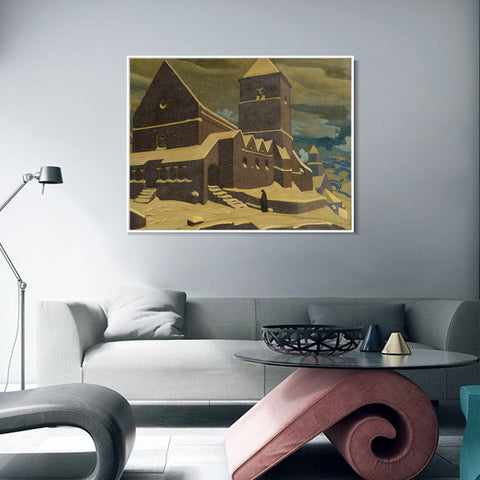 INVIN ART Framed Canvas Giclee Print Repentance, 1917 by Nicholas Roerich Wall Art Living Room Home Office Decorations