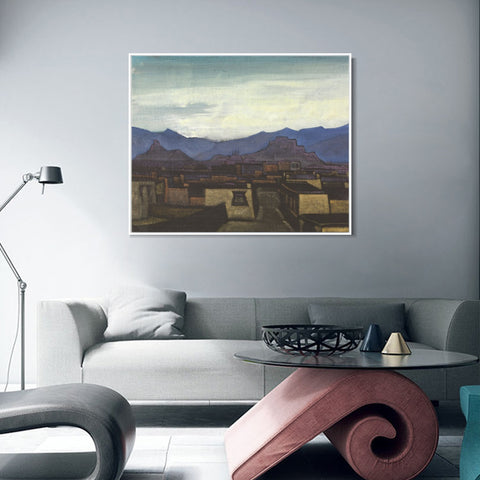 INVIN ART Framed Canvas Giclee Print ROERICH, NICHOLAS Dzong at Evening by Nicholas Roerich Wall Art Living Room Home Office Decorations