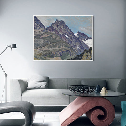 INVIN ART Framed Canvas Giclee Print ROERICH, NICHOLAS St Moritz by Nicholas Roerich Wall Art Living Room Home Office Decorations