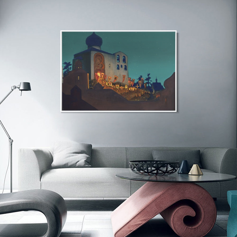 INVIN ART Framed Canvas Giclee Print Russian Easter, 1924 by Nicholas Roerich Wall Art Living Room Home Office Decorations