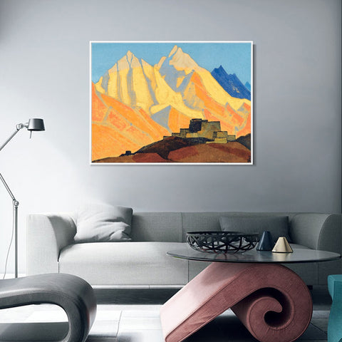 INVIN ART Framed Canvas Giclee Print Sared Himalayas, 1933-1 by Nicholas Roerich Wall Art Living Room Home Office Decorations
