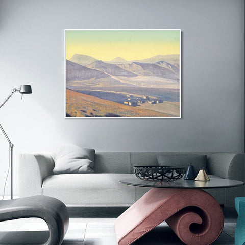 INVIN ART Framed Canvas Giclee Print Shrines and Strongholds, 1925 by Nicholas Roerich Wall Art Living Room Home Office Decorations