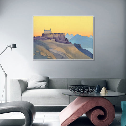 INVIN ART Framed Canvas Giclee Print Sissu Monastery, 1932 by Nicholas Roerich Wall Art Living Room Home Office Decorations