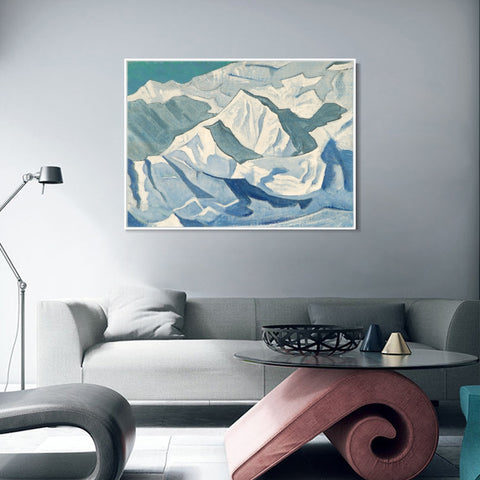 INVIN ART Framed Canvas Giclee Print Snowy Lift, 1924 by Nicholas Roerich Wall Art Living Room Home Office Decorations