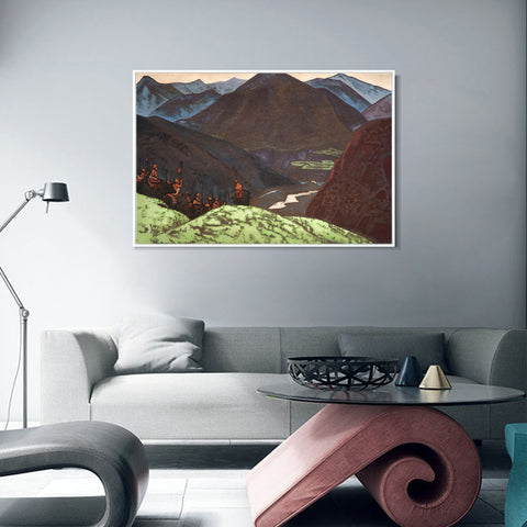 INVIN ART Framed Canvas Giclee Print Squad of Geser Khan, 1931 by Nicholas Roerich Wall Art Living Room Home Office Decorations