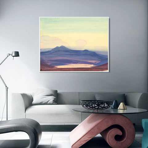 INVIN ART Framed Canvas Giclee Print Study of Mountains, 1931-1 by Nicholas Roerich Wall Art Living Room Home Office Decorations