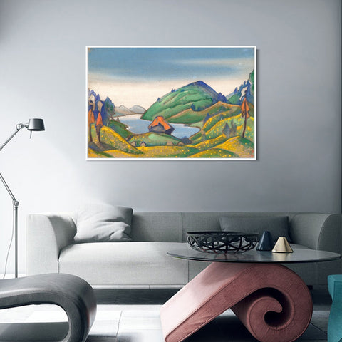 INVIN ART Framed Canvas Giclee Print Study of Scene Decoration for the Rite of Spring, 1944 by Nicholas Roerich Wall Art Living Room Home Office Decorations