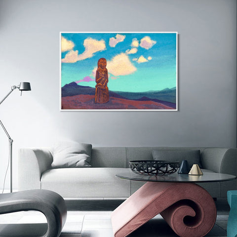 INVIN ART Framed Canvas Giclee Print the Holder of the Cup Mongolia, 1937 by Nicholas Roerich Wall Art Living Room Home Office Decorations