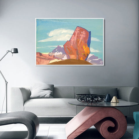 INVIN ART Framed Canvas Giclee Print three Swords by Nicholas Roerich Wall Art Living Room Home Office Decorations