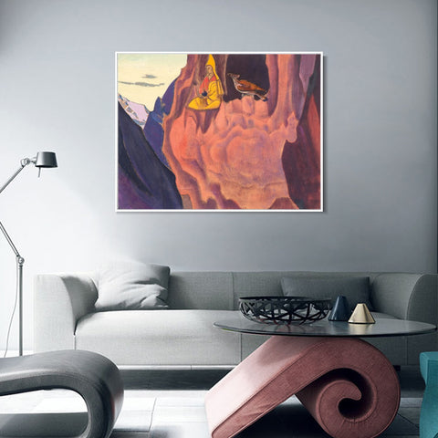 INVIN ART Framed Canvas Giclee Print Tidings of the Eagle, 1927 by Nicholas Roerich Wall Art Living Room Home Office Decorations