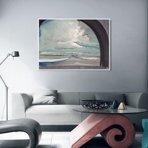 INVIN ART Framed Canvas Giclee Print White Cloud, 1922 by Nicholas Roerich Wall Art Living Room Home Office Decorations