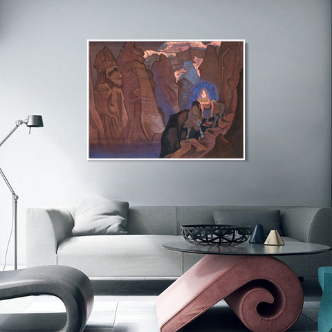 INVIN ART Framed Canvas Giclee Print World Treasure Cintamani, 1924 by Nicholas Roerich Wall Art Living Room Home Office Decorations