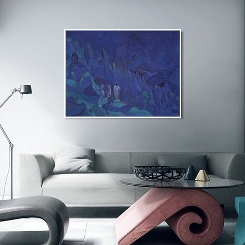 INVIN ART Framed Canvas Giclee Print Burning the Darkness, 1924 by Nicholas Roerich Wall Art Living Room Home Office Decorations