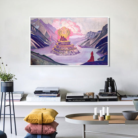 INVIN ART Framed Canvas Giclee Print Nagarjuna Conqueror of the Serpent, 1925 by Nicholas Roerich Wall Art Living Room Home Office Decorations