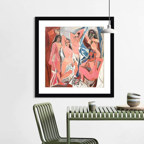 INVIN ART Framed Canvas Giclee Print Art Les Demoiselles d'Avignon by Pablo Picasso Wall Art Living Room Home Office Decorations