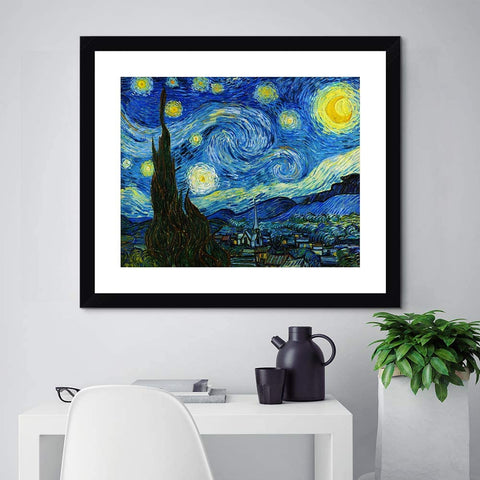INVIN ART Framed Canvas Starry Night by Vincent Van Gogh Wall Art