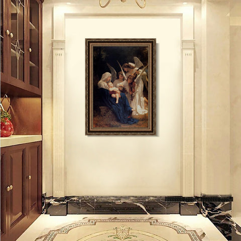 INVIN ART Framed Canvas Art Giclee Print The Virgin of the Angels by William Adolphe Bouguereau Wall Art Living Room Home Office Decorations