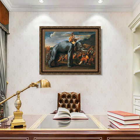 INVIN ART Framed Canvas Art Giclee Print Hannibal crossing the Alps on elephant back by Nicolas Poussin Wall Art Living Room Home Office Decorations