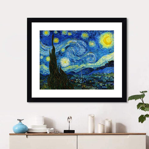 INVIN ART Framed Canvas Starry Night by Vincent Van Gogh Wall Art
