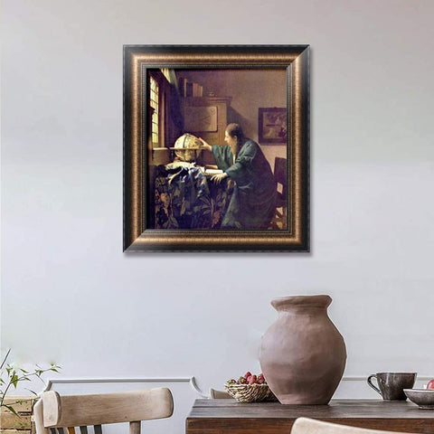 INVIN ART Framed Canvas Art Giclee Print The Astronomer by Johannes Vermeer Wall Art Living Room Home Office Decorations