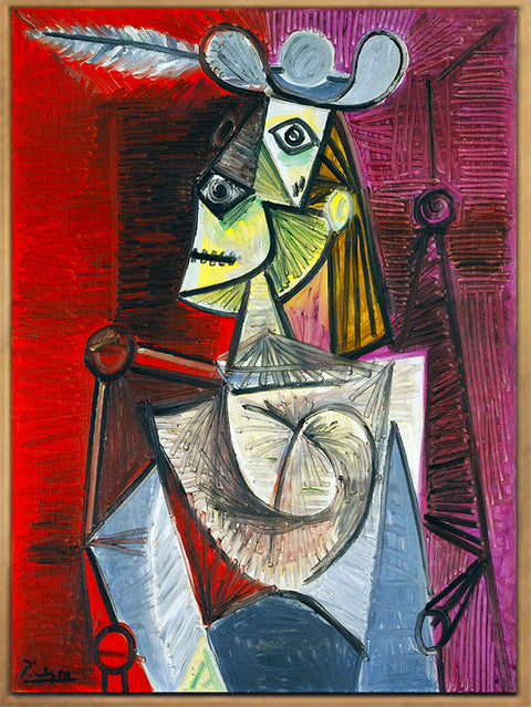 Invin Art Framed Stretch Canvas Woman In An Armchair by Pablo Picasso Wall Art Home Decor