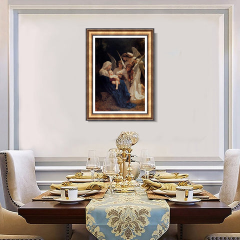 INVIN ART Framed Canvas Art Giclee Print The Virgin of the Angels by William Adolphe Bouguereau Wall Art Living Room Home Office Decorations